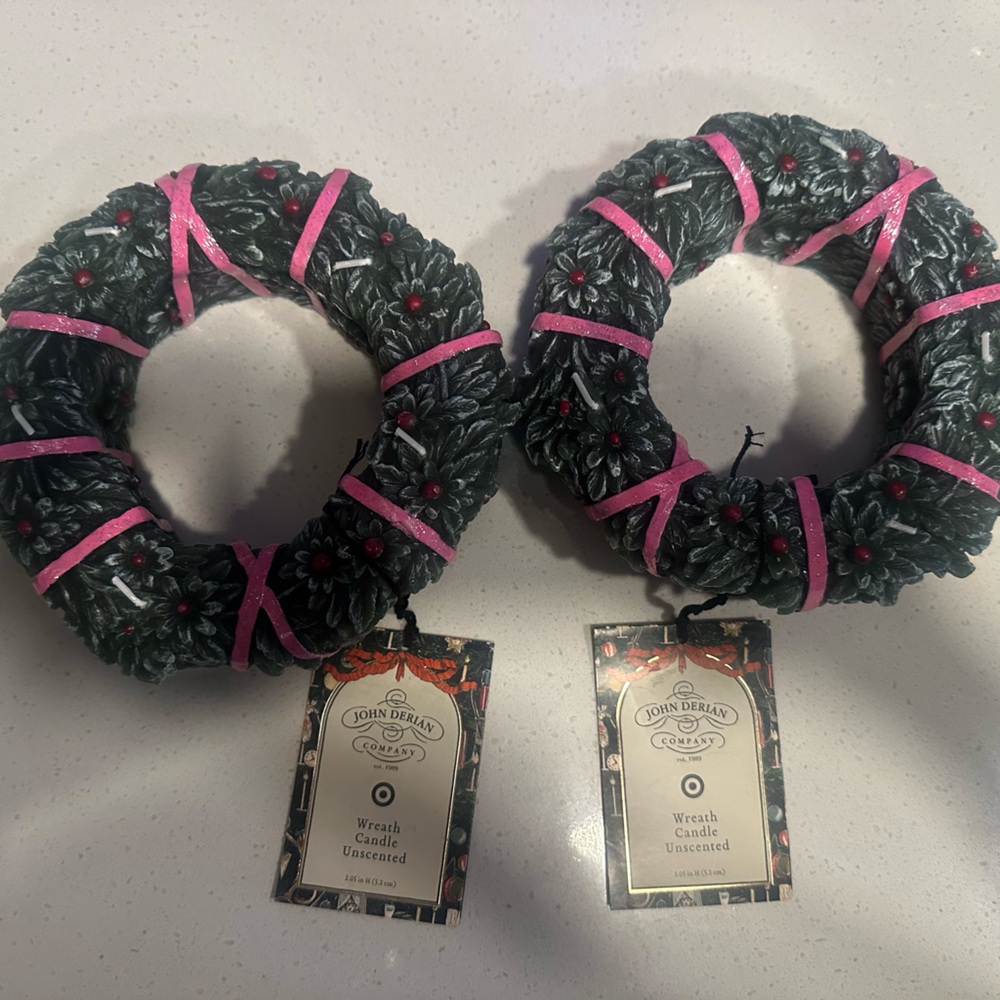 Set of 2 John Derian Wreath Candle Unscented